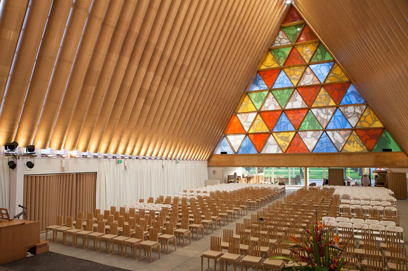 Cattedrale, 2013, Cardord,  Nuova Zelanda.
Shigeru Ban.